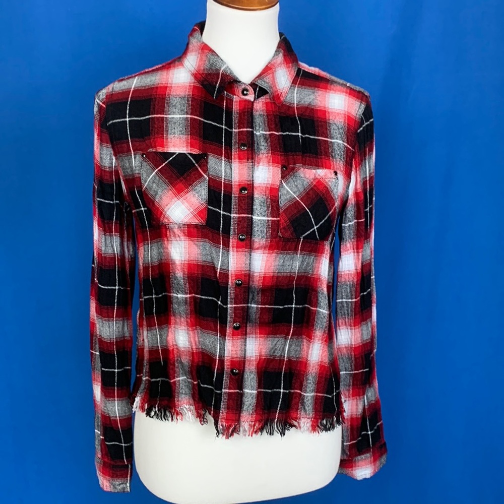 JUSTICE red/Blk/wht flannel LS girls